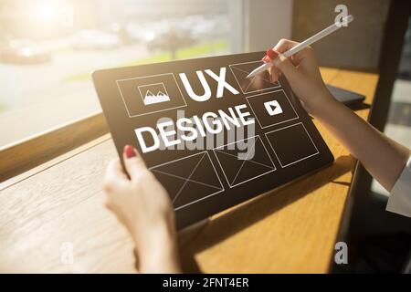 UX Design. User experience designer, Web and application development. Internet and technology concept. Stock Photo