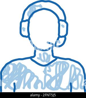 webshop call center operator doodle icon hand drawn illustration Stock Vector