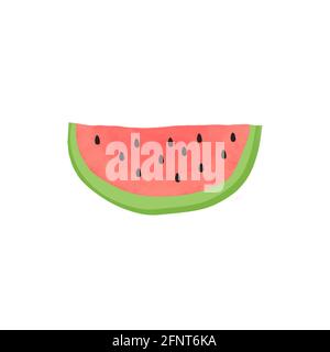 Vector pink watermelon icon, juicy watermelon slice colored ...