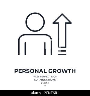 Personal growth and development concept editable stroke outline icon isolated on white background flat vector illustration. Pixel perfect. 64 x 64. Stock Vector