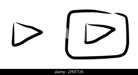 play buttons isolated vector sketches. Playback icons hand drawing black outline Stock Photo