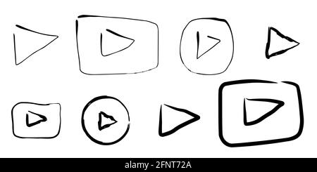 play buttons isolated vector sketches. Playback icons hand drawing black outline Stock Photo