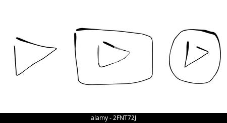 play buttons isolated vector sketches. Playback icons hand drawing black outline Stock Photo