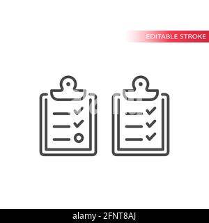 Clipboard checklist line vector icon. Board with checkmark symbol. Stock Vector