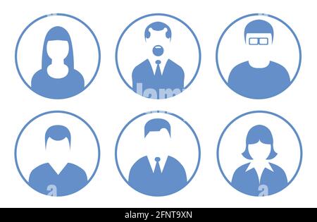 Man and woman avatars set. Vector photo placeholder for social networks, resumes and dating sites. Stock Vector