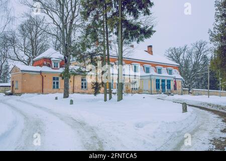 City, Cesis, Latvia. Old manor in winter.Travel photo.20.02.2021 Stock Photo