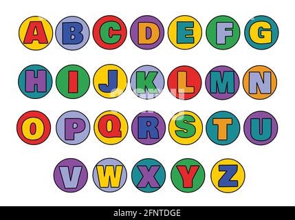 Colorful alphabet set illustration vector isolated on white background Stock Vector