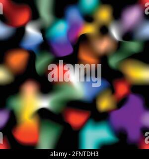 Abstract modern seamless vector blur background with colorful stains, rainbow splashes on black area Stock Vector