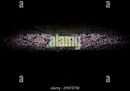 File photo dated 10-07-2019 of General view of centre court during the Wimbledon Championships at the All England Lawn Tennis and Croquet Club. Issue date: Wednesday May 19, 2021. Stock Photo