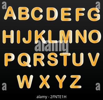 Golden alphabet letters vector on black background Stock Vector