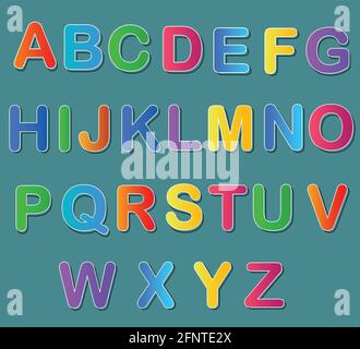 Multicolored Alphabet sticker colorful letters Stock Vector