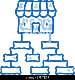 business hierarchy chart doodle icon hand drawn illustration Stock Vector