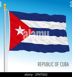 Cuba official national flag, american country, vector illustration Stock Vector