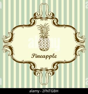 Icon Of Pineapple. Hand Drawn Sketch. Retro Vintage Design. Vector Illustration. Stock Vector