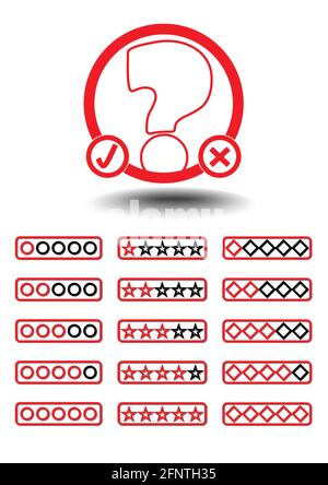 Set of quiz elements - quiz emblem and button to select difficulty, EPS10 vector Stock Vector