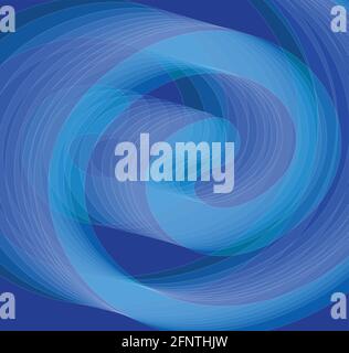 Blue spiral overlapping transparent shape, abstract vector background Stock Vector