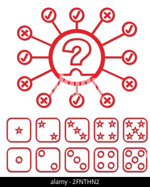Set of quiz elements - quiz emblem and button to select difficulty Stock Vector