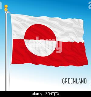 Greenland official national flag, american territory, Denmark, vector illustration Stock Vector
