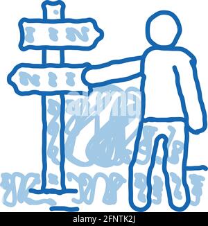 human direction pillar doodle icon hand drawn illustration Stock Vector