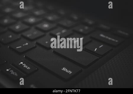 Close up shot of black keyboard. Blank key on laptop keyboard Stock Photo