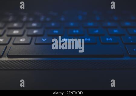 Close up shot of black keyboard with empty space key Stock Photo