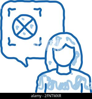 woman refusal mark doodle icon hand drawn illustration Stock Vector