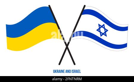 Israel and Ukraine Flags Crossed And Waving Flat Style. Official ...