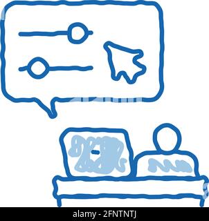 desktop movie maker doodle icon hand drawn illustration Stock Vector