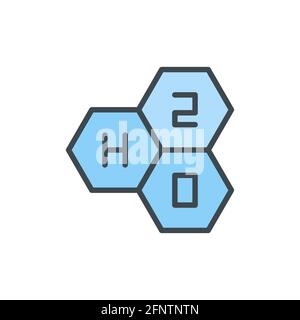 Chemical formula H2O vector icon symbol isolated on white background Stock Vector