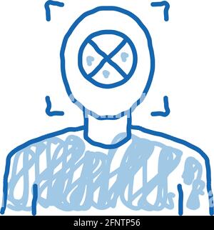 deepfake human silhouette doodle icon hand drawn illustration Stock Vector