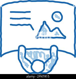 man with detailed posters top view doodle icon hand drawn illustration Stock Vector
