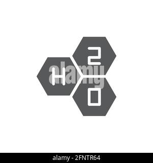 Chemical formula H2O vector icon symbol isolated on white background Stock Vector