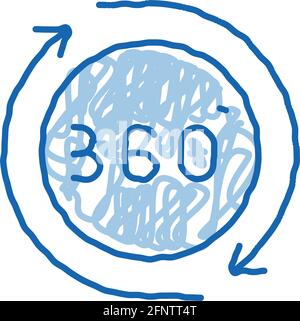 360 degree view doodle icon hand drawn illustration Stock Vector