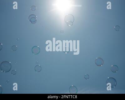 Bubbles in the air at the Melplash Agricultural Society Show at the West Bay Show grounds, Bridport, Dorset, United Kingdom, August 22, 2019. Stock Photo
