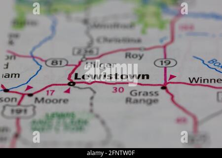 Lewistown Montana USA shown on a Geography map or road map Stock Photo