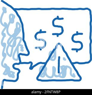 thought story man about monetary warnings doodle icon hand drawn illustration Stock Vector