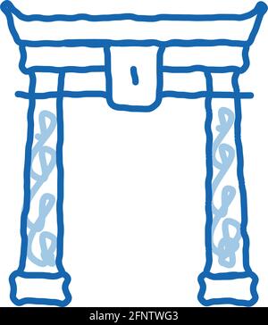 chinese arch with columns doodle icon hand drawn illustration Stock Vector