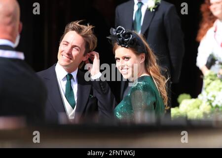 File photo dated 31/8/2019 of Princess Beatrice and Mr Edoardo Mapelli Mozzi. News of Princess Beatrice's pregnancy has made 2021 a bumper year for royal babies, with the youngster set to become the Queen's 12th great-grandchild. Issue date: Wednesday May 19, 2021. Stock Photo