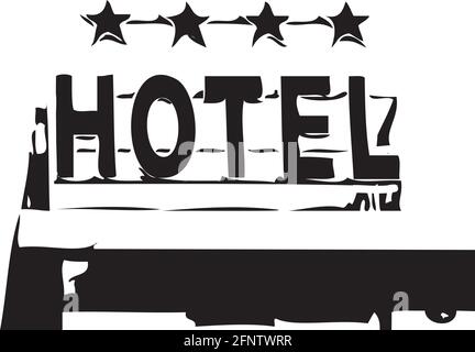 Typical Hotel sign, vector illustration Stock Vector