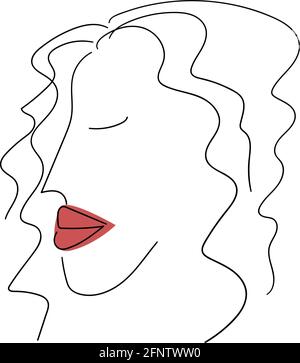 Line art woman face. Vector illustration Stock Vector