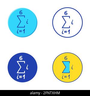 Math sequence icon set in flat and line style. Example of mathematics expression for a set of numbers. Vector illustration. Stock Vector