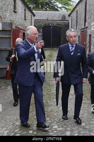 The Prince of Wales (left) with Lord Caledon during his visit to Caledon where he viewed the sites of upcoming development projects around the village. Picture date: Wednesday May 19, 2021. Stock Photo