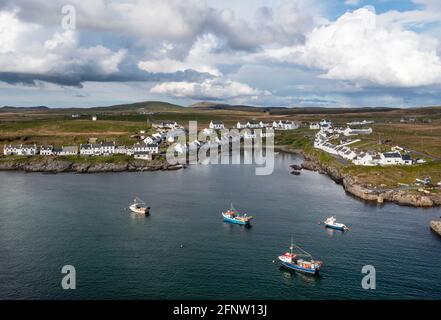 Aerial view of Portnahaven village on the west coast of islay, Inner Hebrides, Scotland. Stock Photo