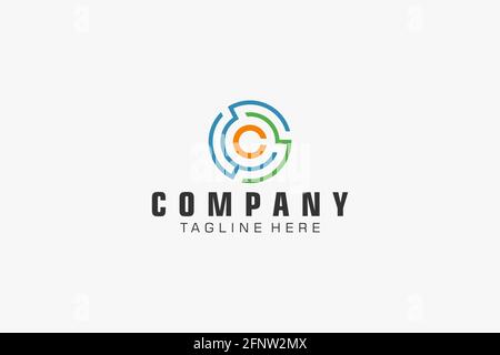 Abstract Initial Letter C Logo. Usable for Business, Technology and Branding Logos. Flat Vector Logo Design Template. Stock Vector