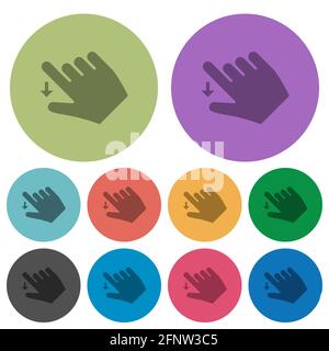 Right handed move down gesture darker flat icons on color round background Stock Vector
