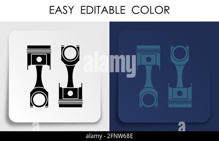 car engine piston icon on paper square sticker with shadow. Engine operation, oil change, car service inspection in workshop. Vector Stock Vector