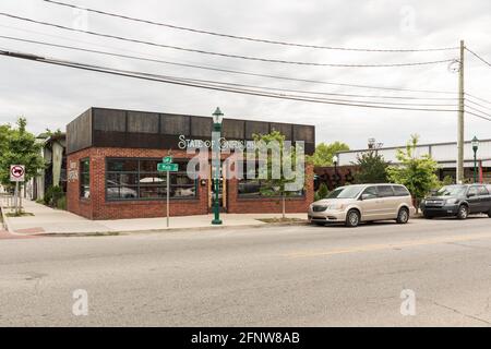 CHATTANOOGA, TN, USA-8 MAY 2021: State of Confusion restaurant building located on Main St., in historic Southside. Stock Photo