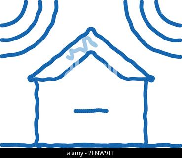 sound acting on residential building doodle icon hand drawn illustration Stock Vector