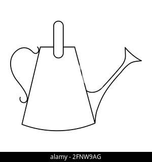 Gardening watering can outline simple minimalistic flat design vector illustration isolated on white background Stock Vector