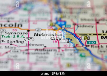 Nebraska City Nebraska USA Shown on a Geography map or Road map Stock Photo